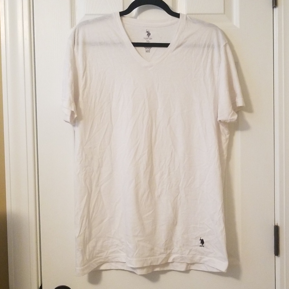 White Polo V Neck Shirt